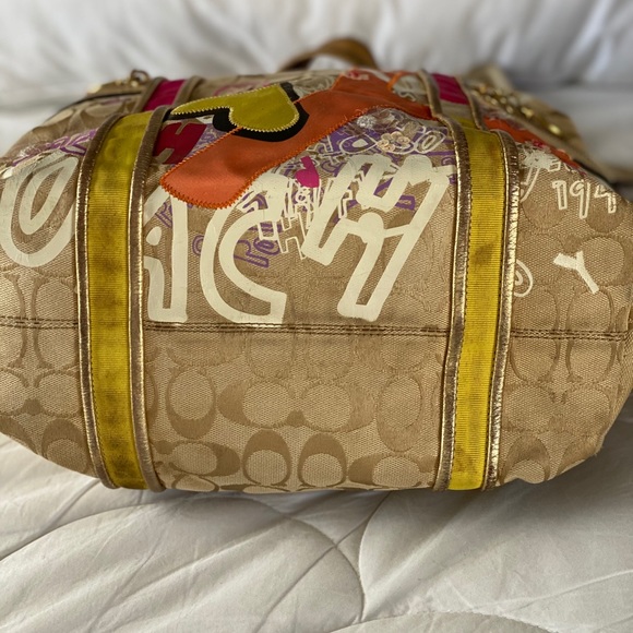 VINTAGE COACH POPPY 2010 TOTE 2/WAY BEIGE CANVAS - Picture 3 of 13